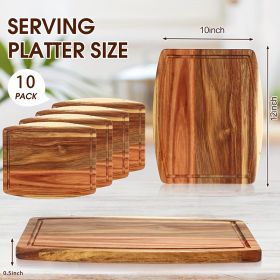 10/5pcs Acacia Wood Cutting Boards Bulk for Laser Engraving Wooden Dinner Plates with Groove Chopping Charcuterie Board Carving Tray for Housewar