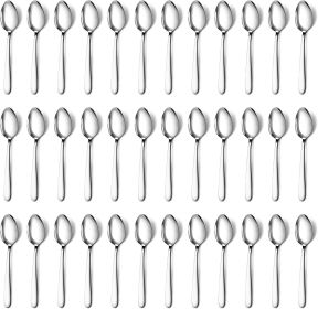 36 Pieces Teaspoons Set (6.2 inch), Spoon Silverware, Stainless Steel Tea Spoons, Mirror Polished Small Teaspoon, Dessert Spoons for Home, Kitche