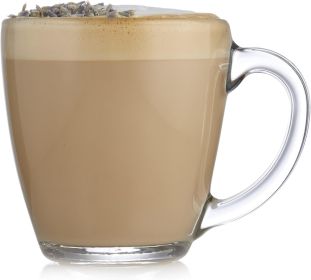 Tapered Glass Mug Set of 8, 15.5 Oz Thick, Clear Glass Coffee Cups w/ C-Shaped Handle, Dishwasher Safe Coffee Mugs Set for Tea, Cider and More