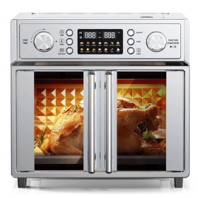 Pizza Oven Bread Machine Oven 26QT Large Capacity French Double Door Air Fryer 1700w 14 Preset Menus 7-in-1 Multifunctional for baking, baking (W1002P401550: W1002P401550)